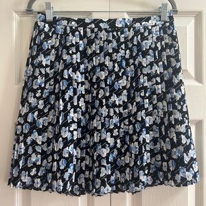 J. Crew Skirt Women's Size 4 Black Blue Floral Print Pleated Mini Skirt